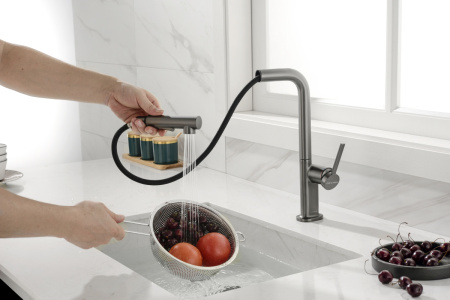 Смеситель для кухни Paulmark NEO Ne214419-GM на мойку серый